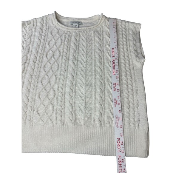 Rachel Zoe Ivory Cable Knit Sweater Vest Medium Sleeveless Chic Layering Piece - Picture 5 of 7